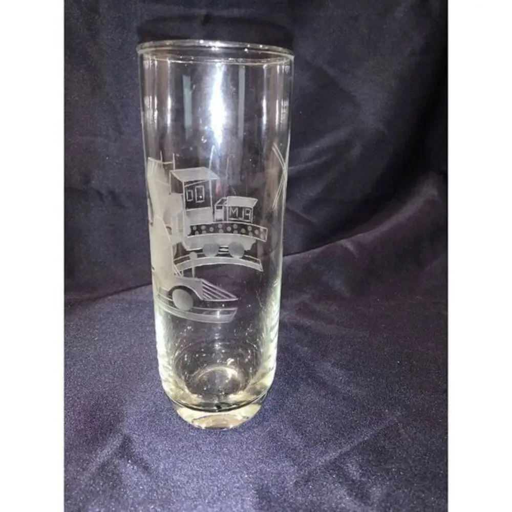 Etched Classic Car Tall Tumbler Glasses Drinking Highball Cocktail 7